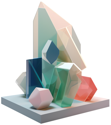 Abstract sculpture with different colorful shapes